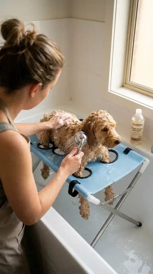 Customer photo review of Dog Bath Stand