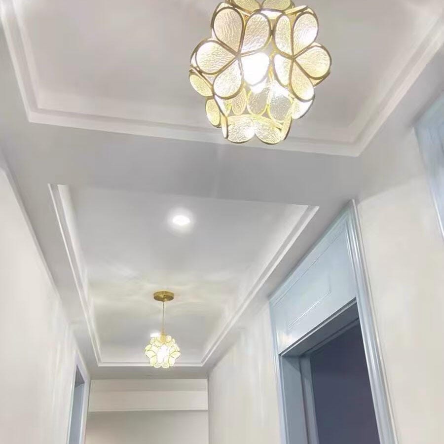 Customer photo review of Glass Petal Pendant Light, Handblown Shade, Brass Fitting, E26/E27