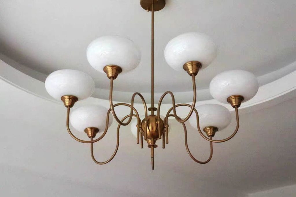 Customer photo review of Persimmon Chandelier, Milk-White & Creamy Glass, E27, Gold or Chrome