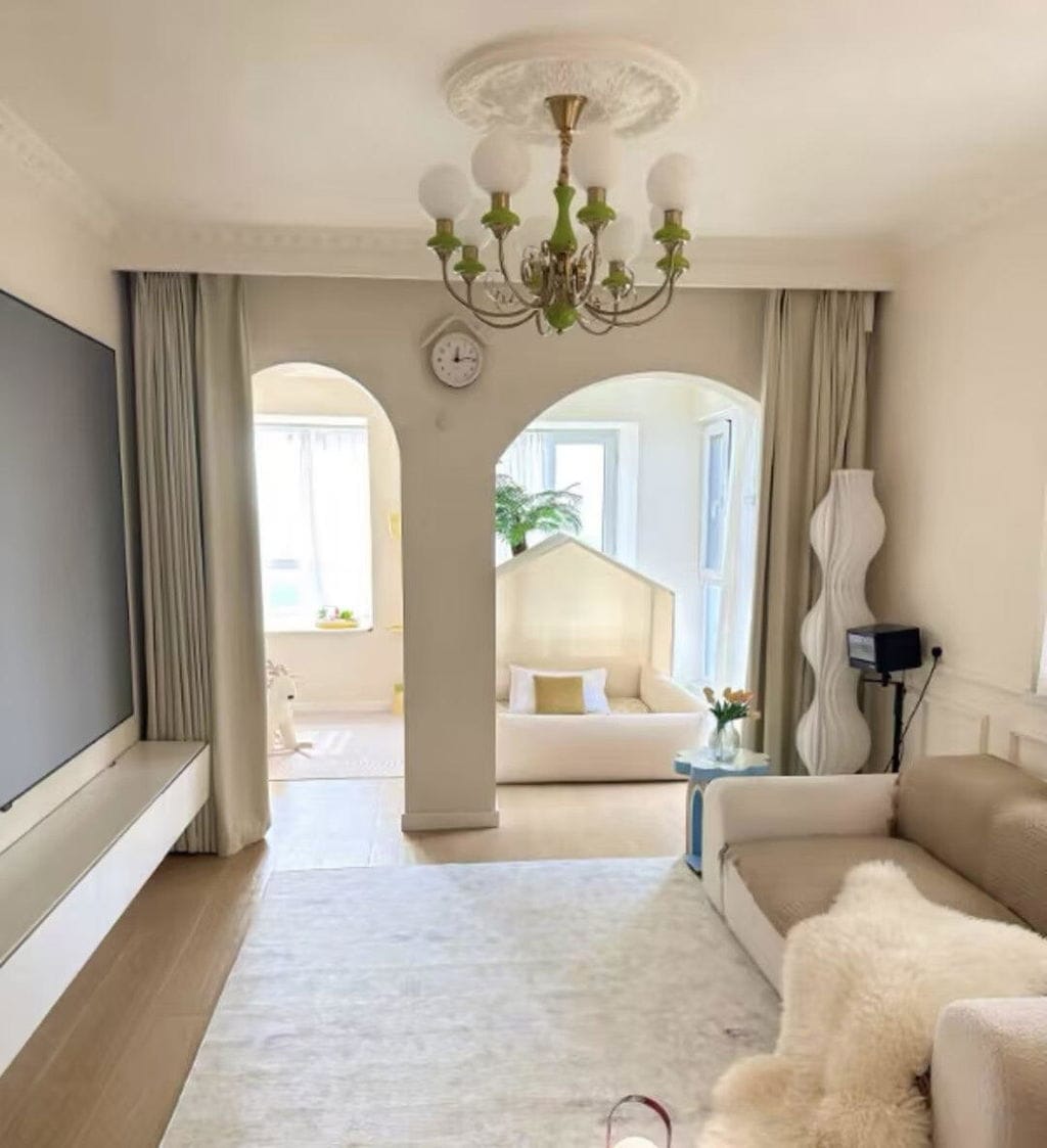 Customer photo review of Onyx Chandelier, White Glass Shades, Gold Finish, E26/E27, 3 to 8 Heads