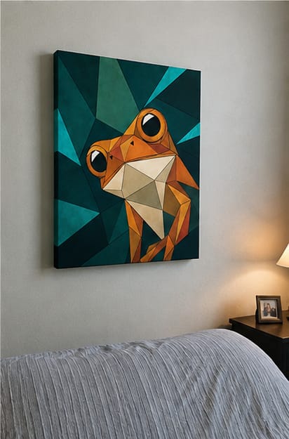Customer photo review of Geometric Frog Canvas Wall Art