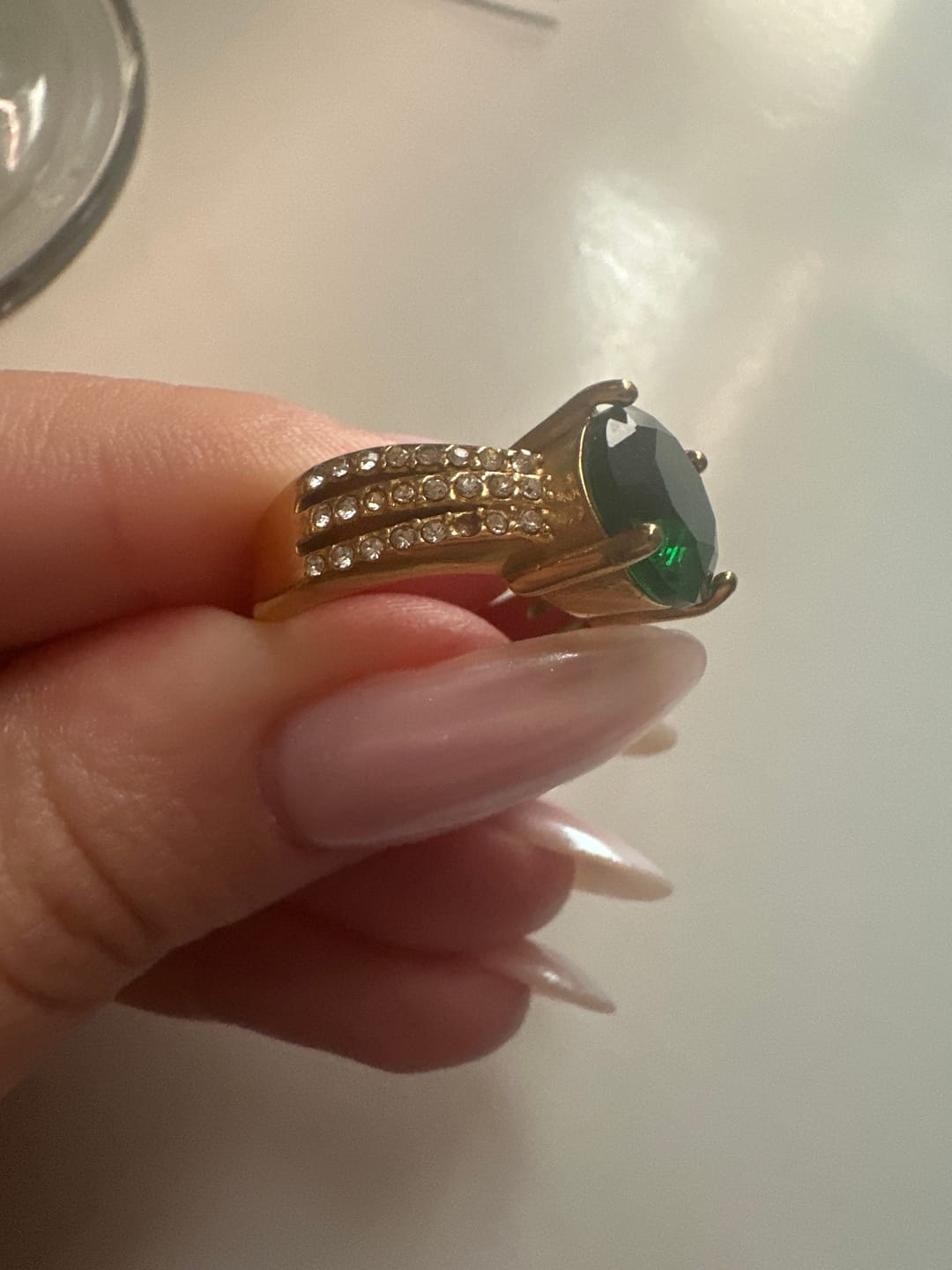 Customer photo review of Mawj Green Wave Ring
