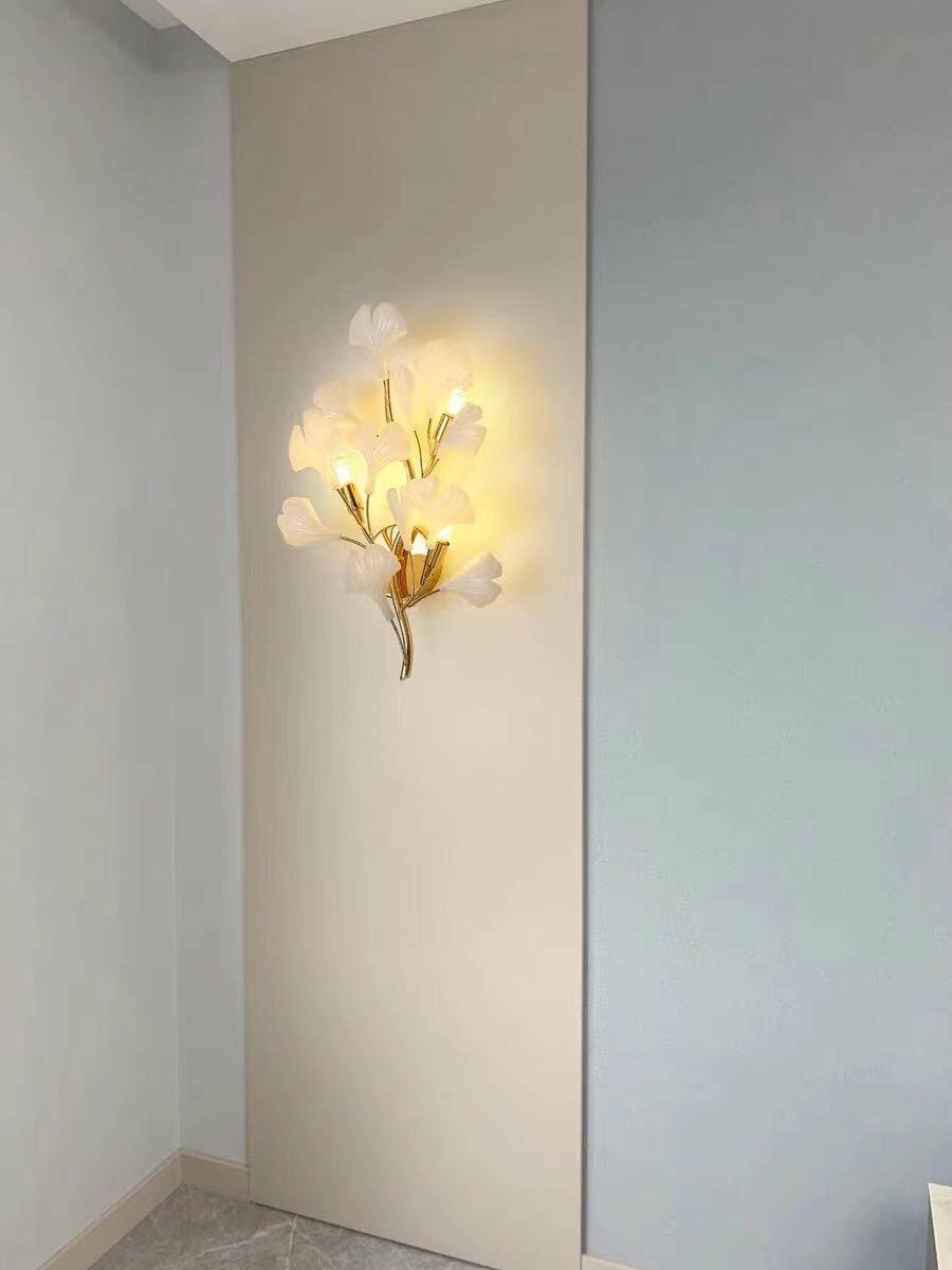 Customer photo review of Wall Lamp, White Ceramic Ginkgo Leaves, G9, Gold or Nickel Finish