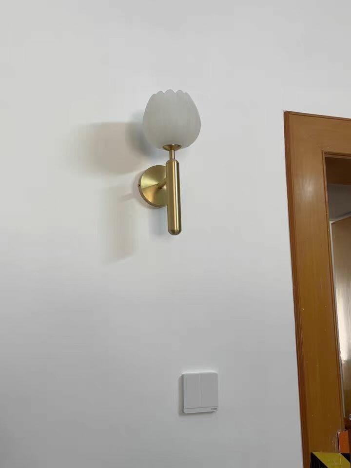 Customer photo review of Wall Lamp Mian, Natural Alabaster Flowers, Brass, E14 Max 15W