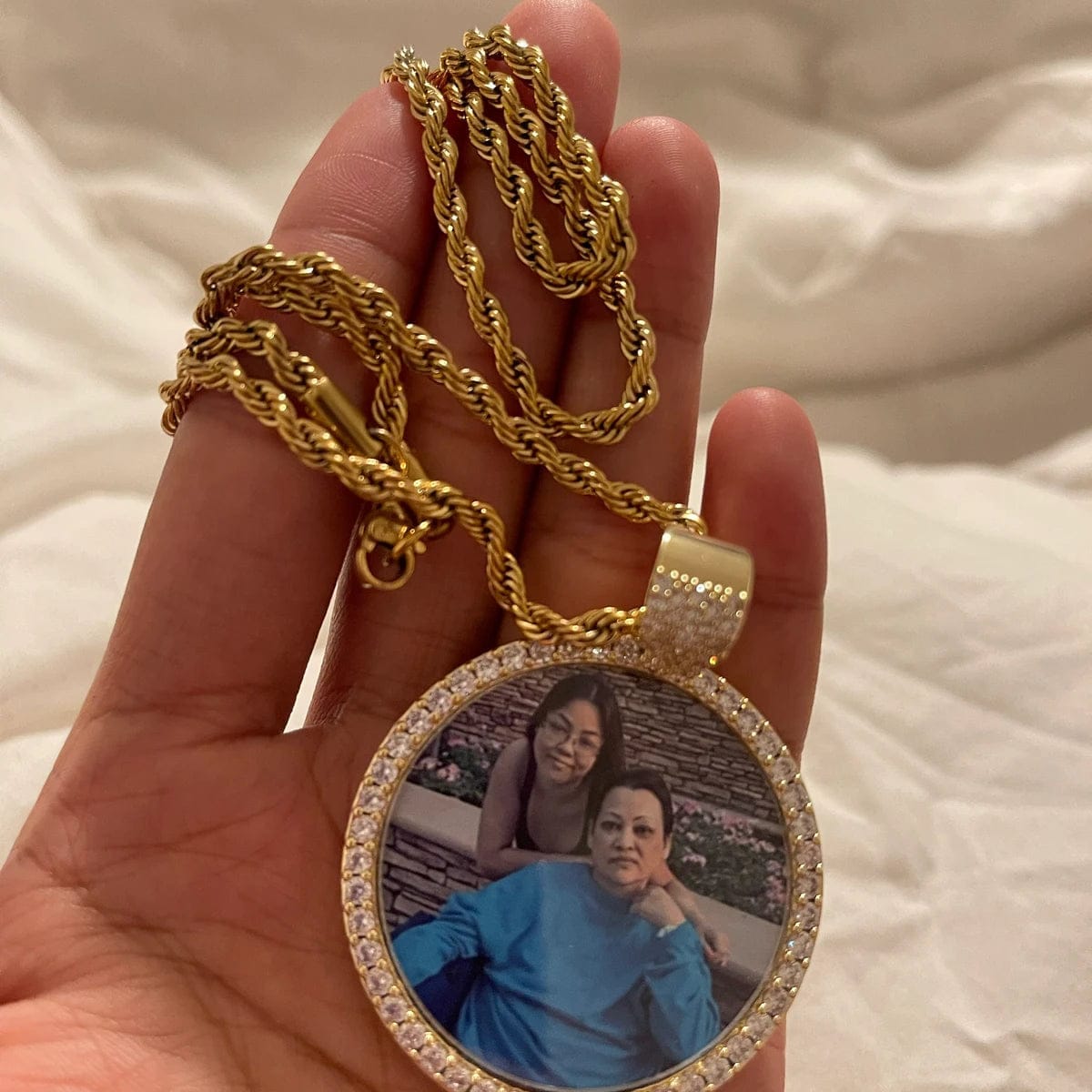 Customer photo review of Iced Photo Pendant