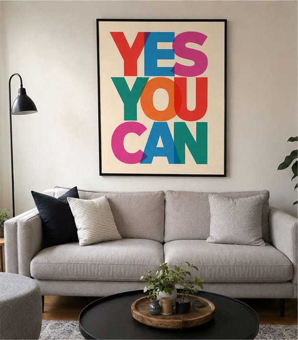 Customer photo review of Yes You Can Canvas Wall Art