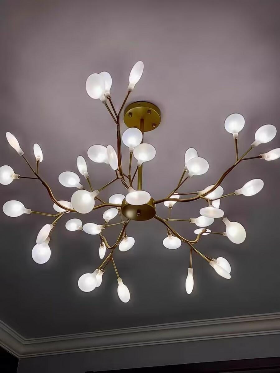Customer photo review of Chandelier, Firefly Sputnik, Translucent Glass Leaves, G4 LED, Dimmable