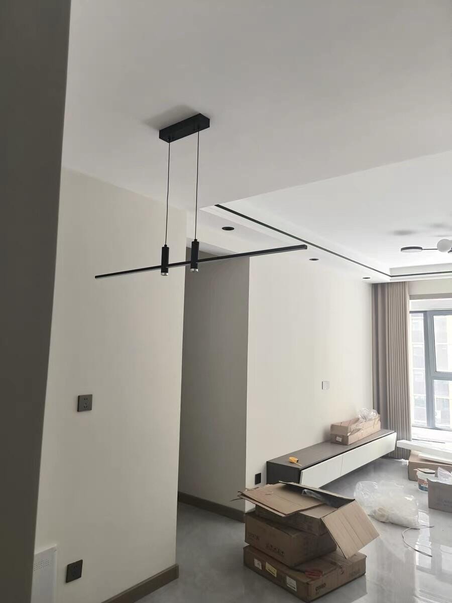 Customer photo review of Linear Bar Pendant Light, Black or Gold, Integrated LED, Dimmable