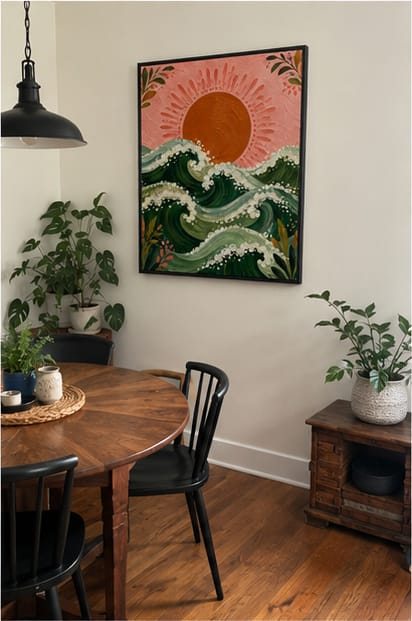 Customer photo review of Ocean Waves Sunset Canvas Wall Art