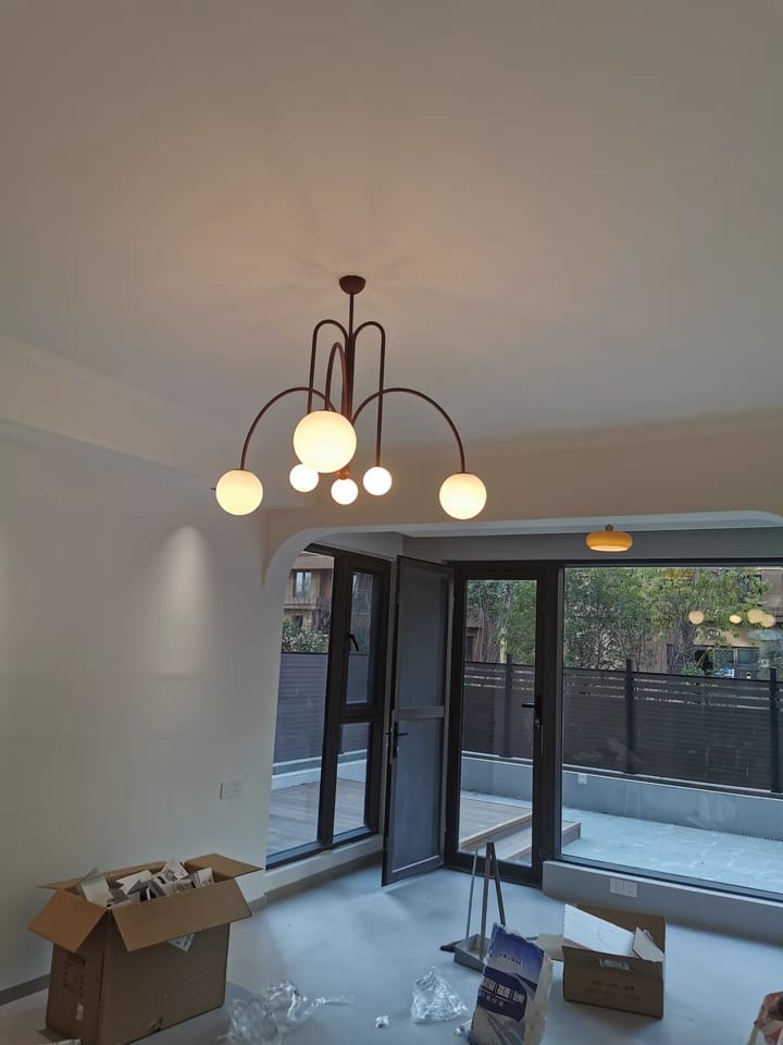 Customer photo review of Pendant Light, Gran Finale 6-Head Glass Suspension, G9, Hardwired