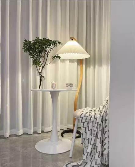Customer photo review of Floor Lamp, Caprani Beechwood & Linen Shade, E26/E27, Plug-In