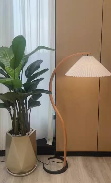 Customer photo review of Floor Lamp, Caprani Beechwood & Linen Shade, E26/E27, Plug-In