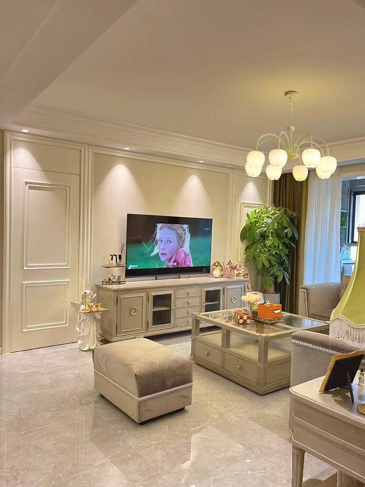 Customer photo review of Tulip Chandelier, White Glass Tulip Shades, Matcha Green Frame, E26