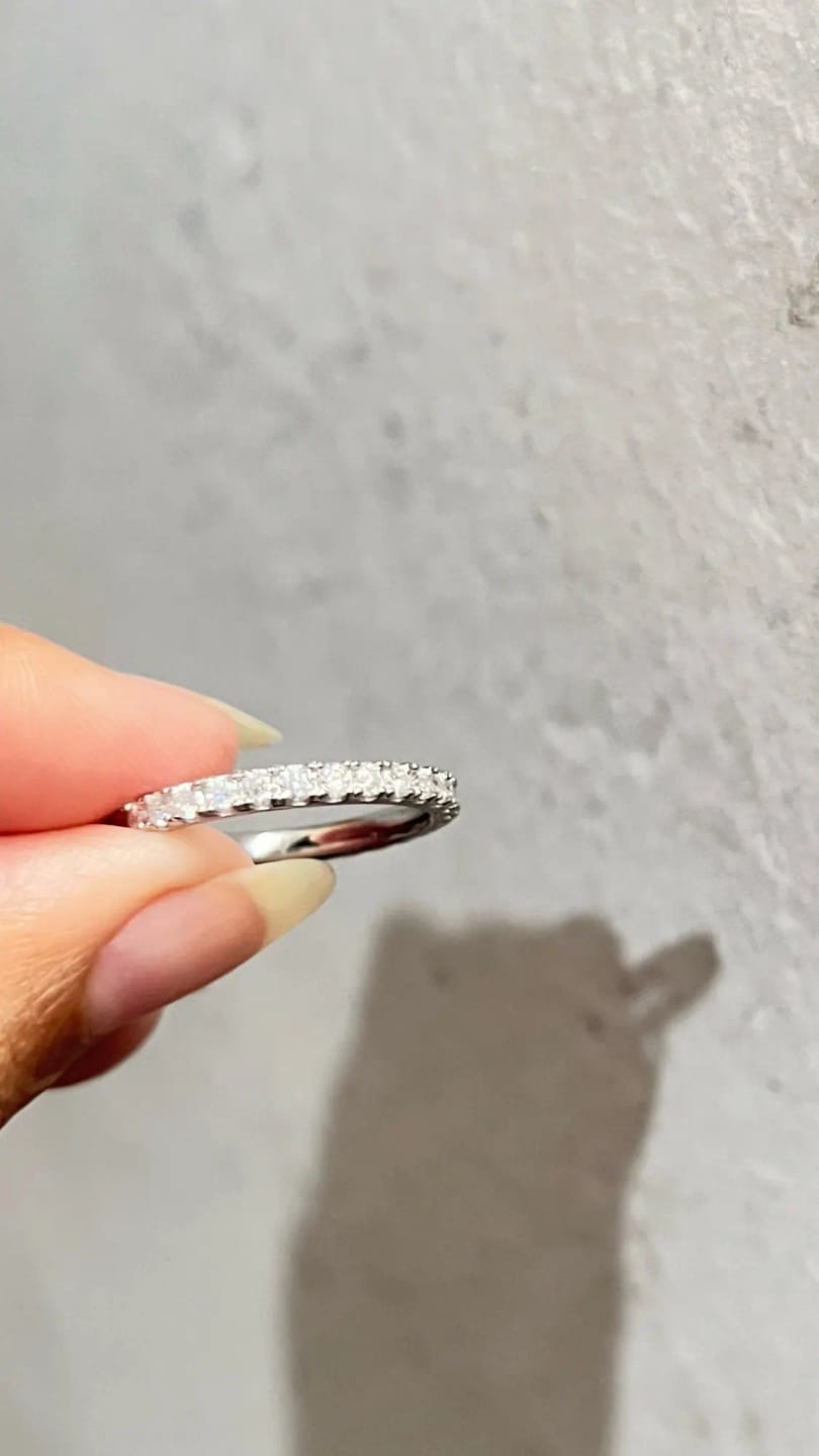 Customer photo review of ALLNOEL 2mm Full Eternity Moissanite Wedding Band 925 Sterling Silver D Color VVS1 Stackable Ring For Women Fine Jewelry