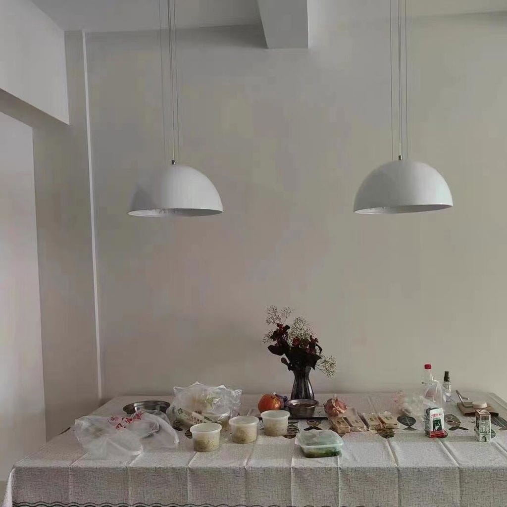 Customer photo review of Pendant Light, Cast Plaster Hemisphere Diffuser, E27, 6 Finishes