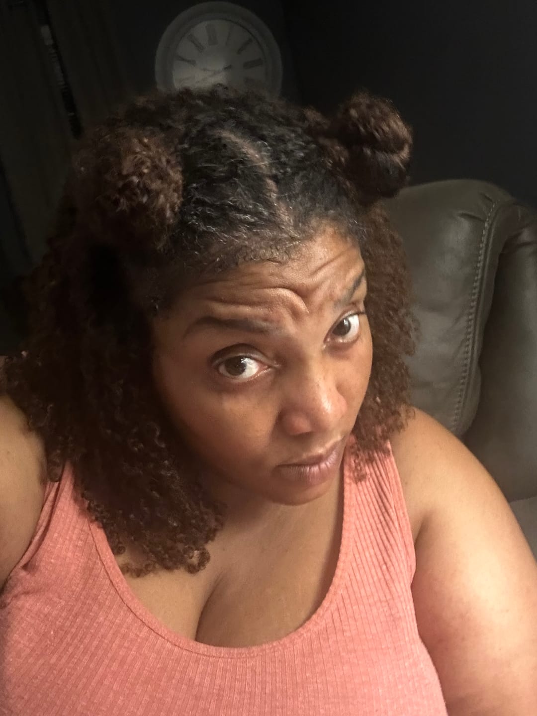 Customer photo review of #T1B/4 Medium Brown Multi-Textured Kinky Curly Human Crochet Hair with Dark Roots