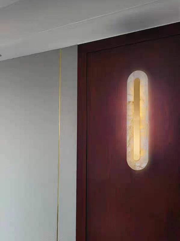 Customer photo review of Wall Sconce, Genuine Alabaster & Brass, Integrated LED, Dimmable