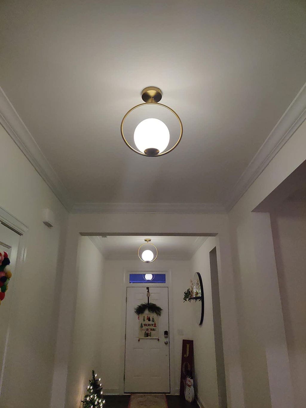Customer photo review of Mila Pendant Light, White Glass Globe, Brass, Black or Silver, E27