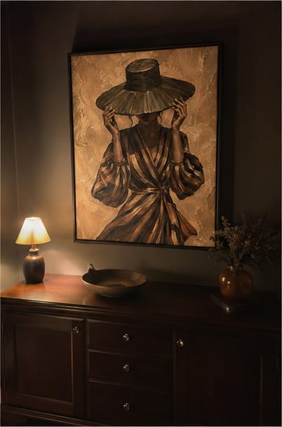 Customer photo review of Woman in Wide Brim Hat Canvas Wall Art