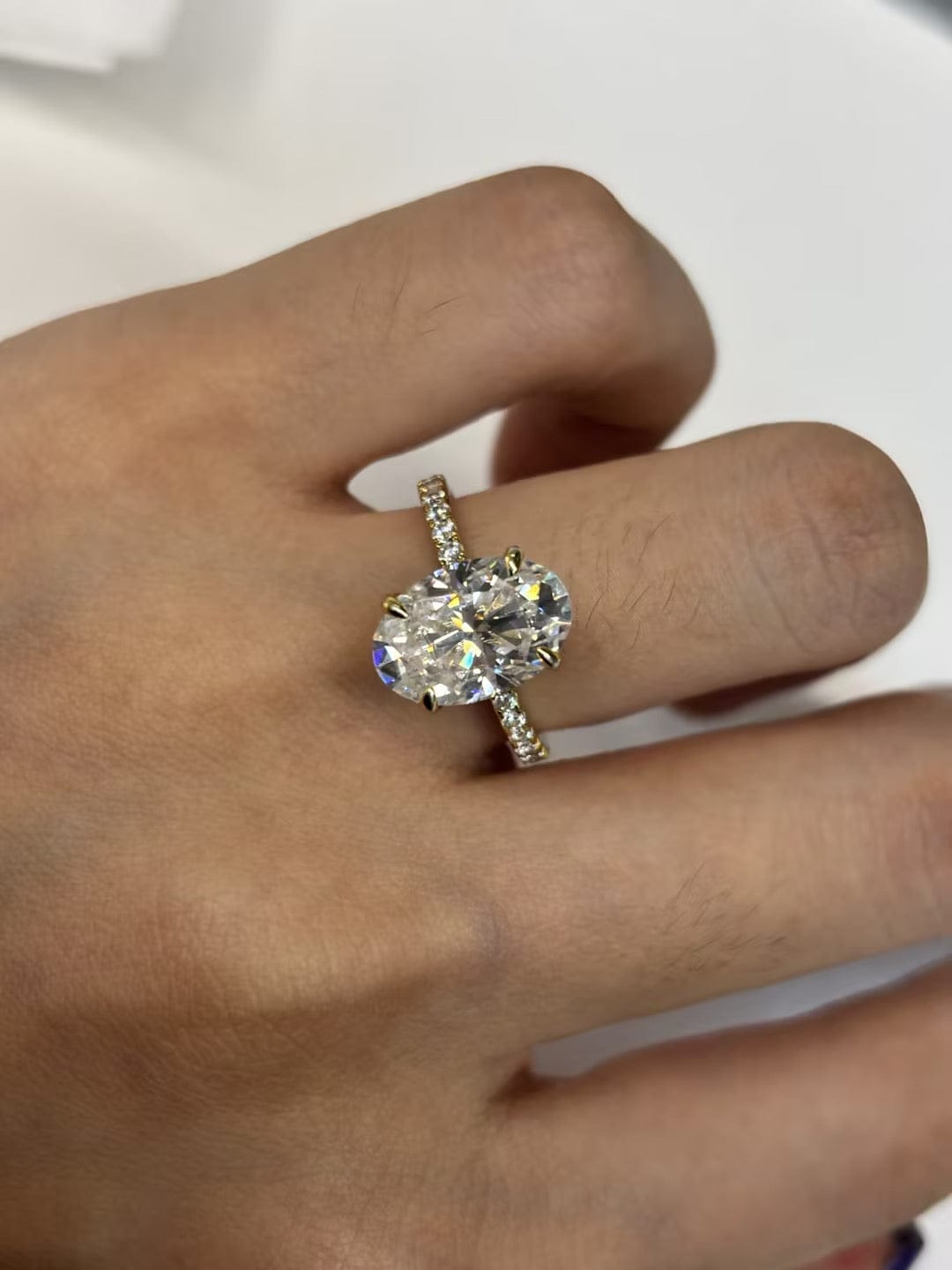 Customer photo review of S925 Moissanite 2.0 Ct~5.5 Ct Pavé Oval Cut Engagement Rings For Women