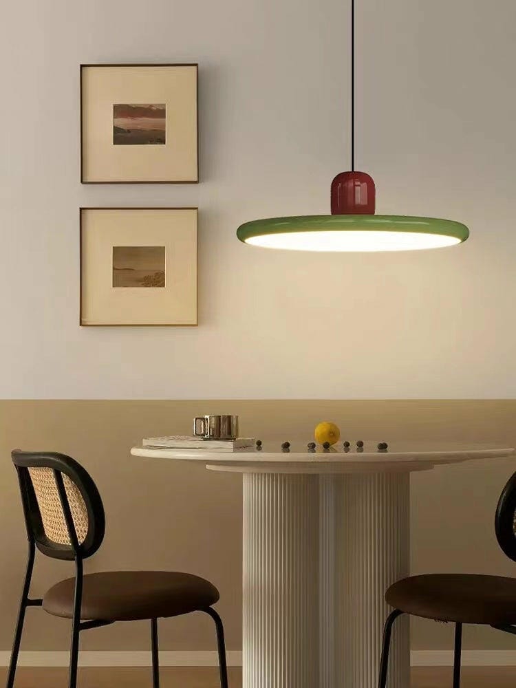 Customer photo review of Lola Pendant Light, Round Disc, White Shade, Integrated LED, Dimmable