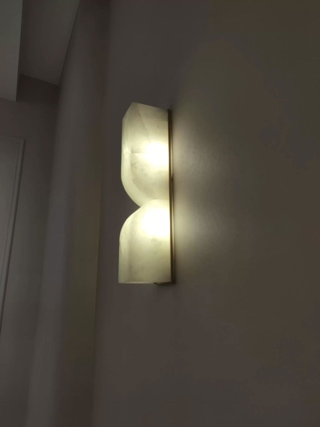 Customer photo review of Wall Sconce, Solid Carved Alabaster, Integrated LED, Dimmable