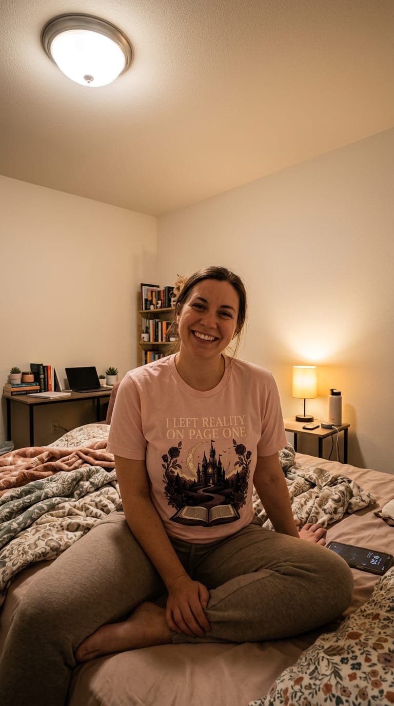 Customer photo review of I Left Reality On Page One T- Shirt