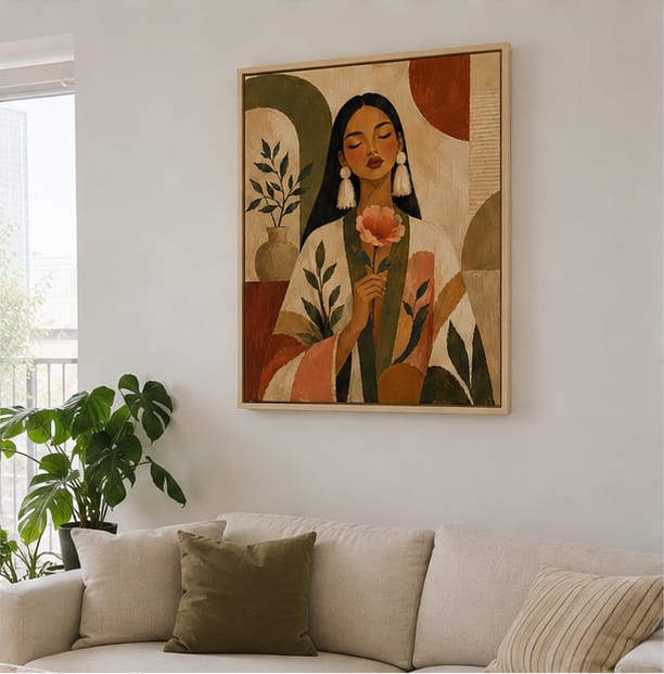 Customer photo review of Boho Woman Canvas Wall Art