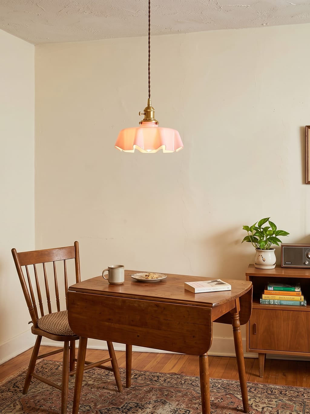 Customer photo review of French Flower Pendant Light, Pleated Glass Shade, Brass, E27