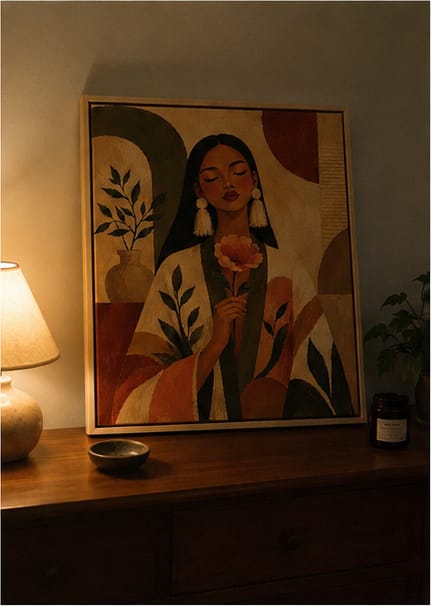 Customer photo review of Boho Woman Canvas Wall Art