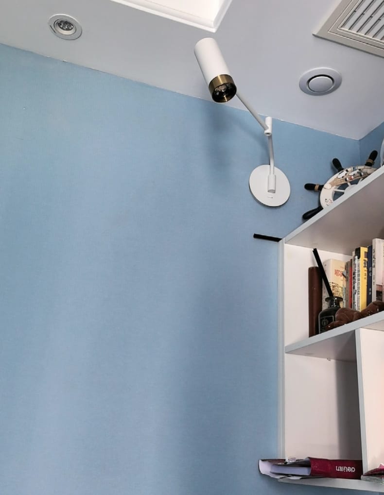 Customer photo review of Swing Arm Wall Lamp, Elongated Metal Shade, E26/E27, Adjustable