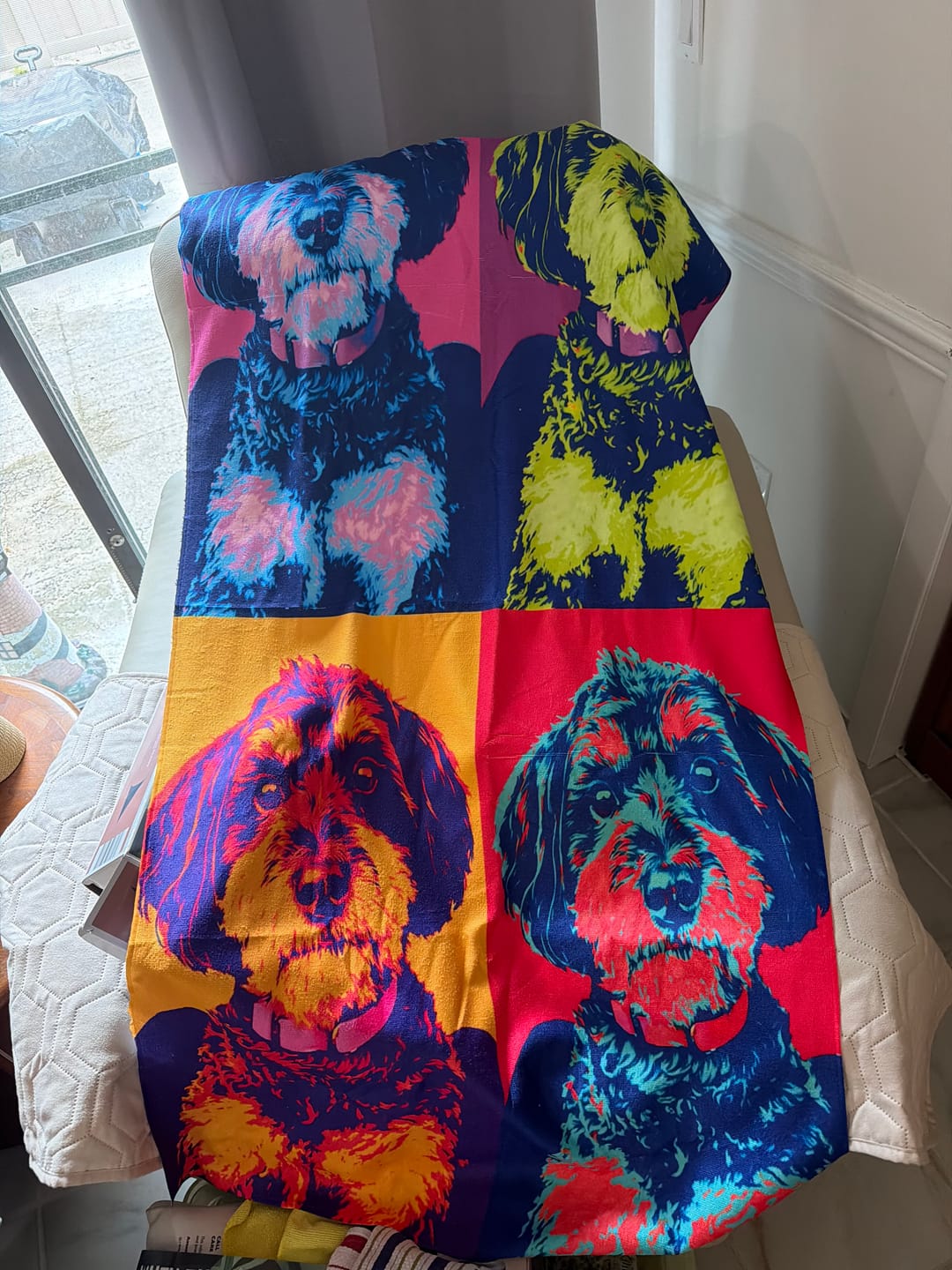 Customer photo review of Color Squares – Personalized Towel