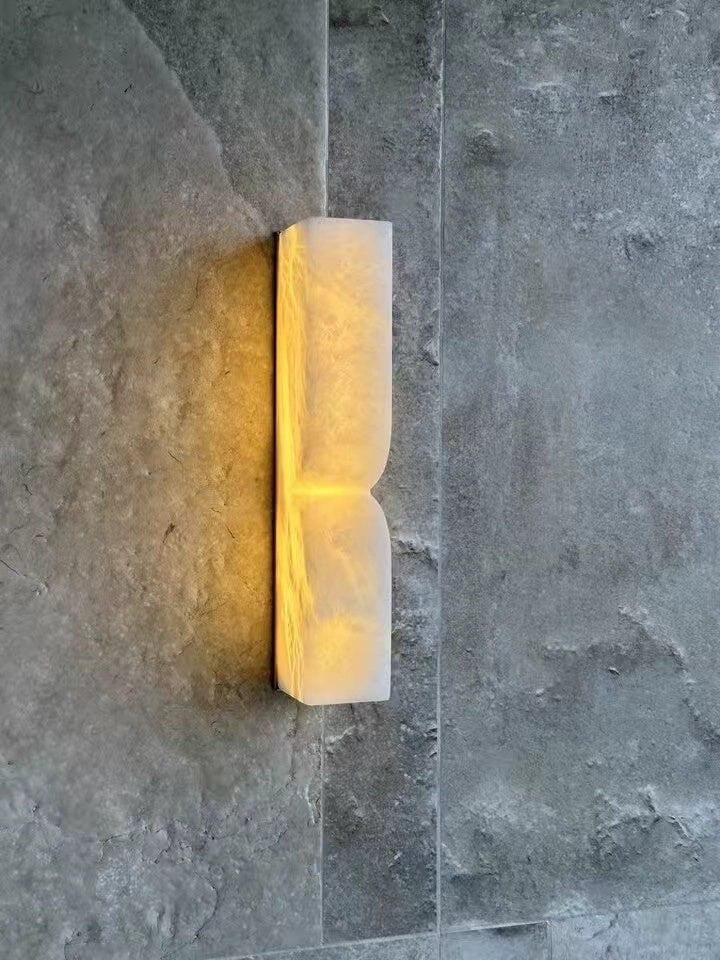 Customer photo review of Wall Sconce, Solid Carved Alabaster, Integrated LED, Dimmable