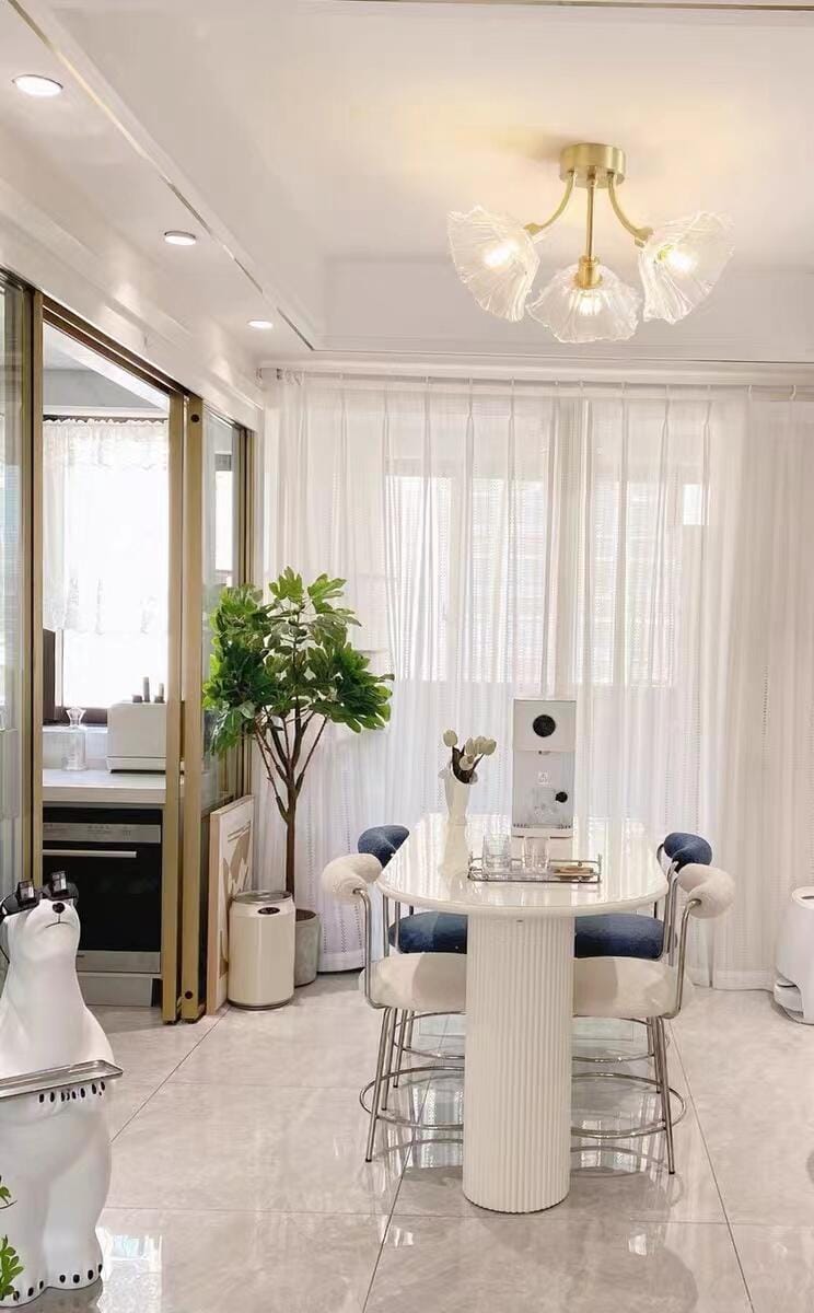 Customer photo review of Ceiling Light, Frosted Leaf Glass Shades, Gold, E27, Lotus Leaf