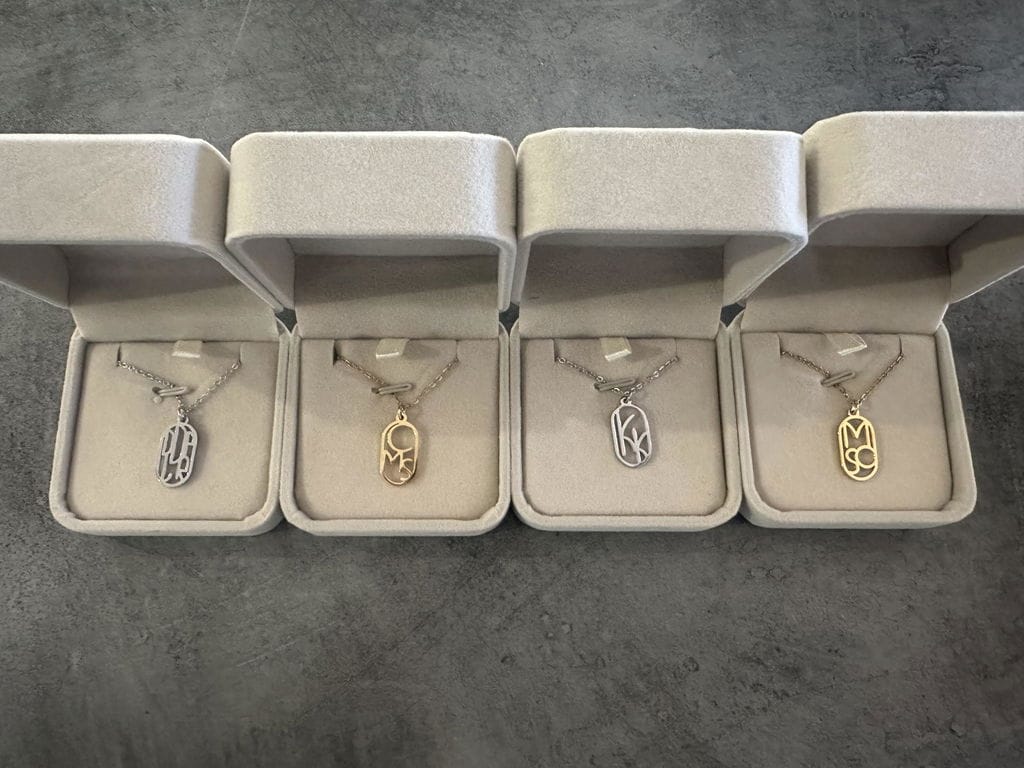 Customer photo review of Couple Monogram Necklace