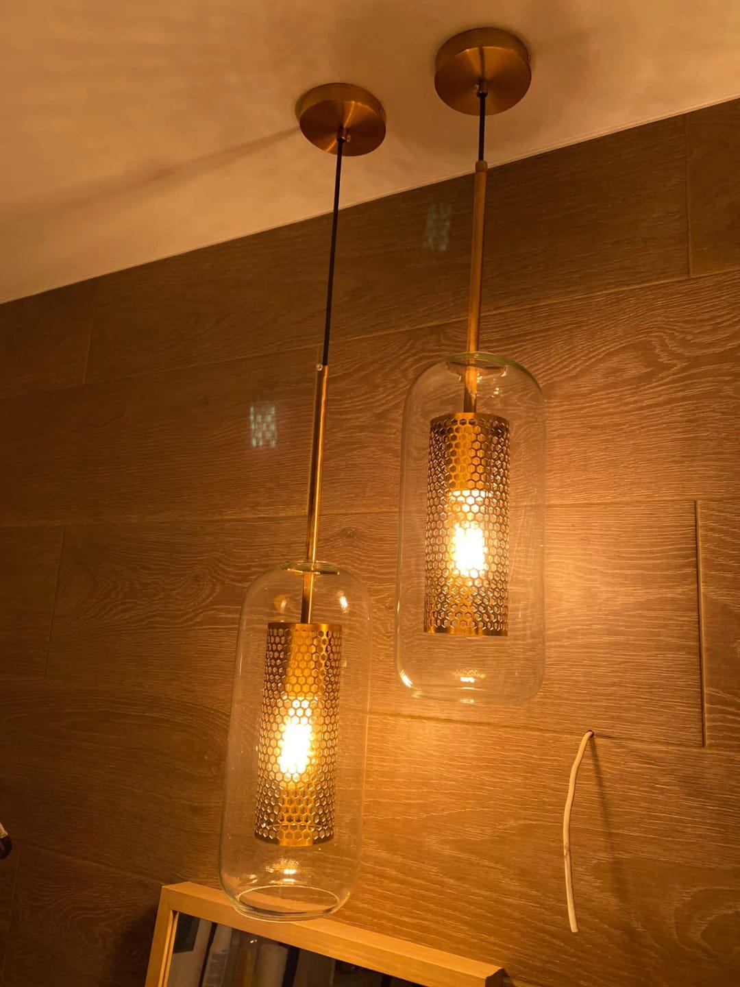 Customer photo review of Pendant Light, Chiswick Glass, Copper Silver Black, E27 Cluster