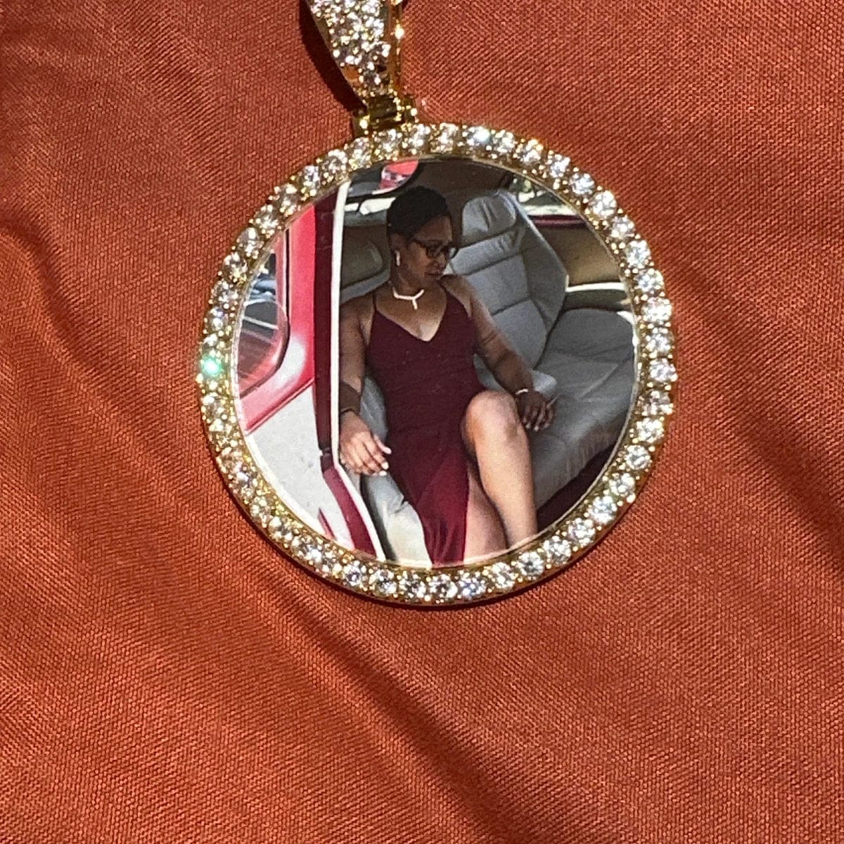 Customer photo review of Iced Photo Pendant