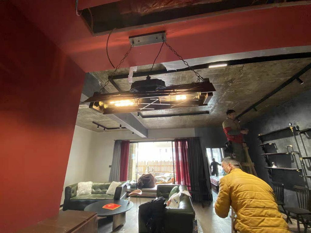 Customer photo review of Chandelier, Rust Iron Industrial Steampunk, E27 Edison Sockets, Hardwired