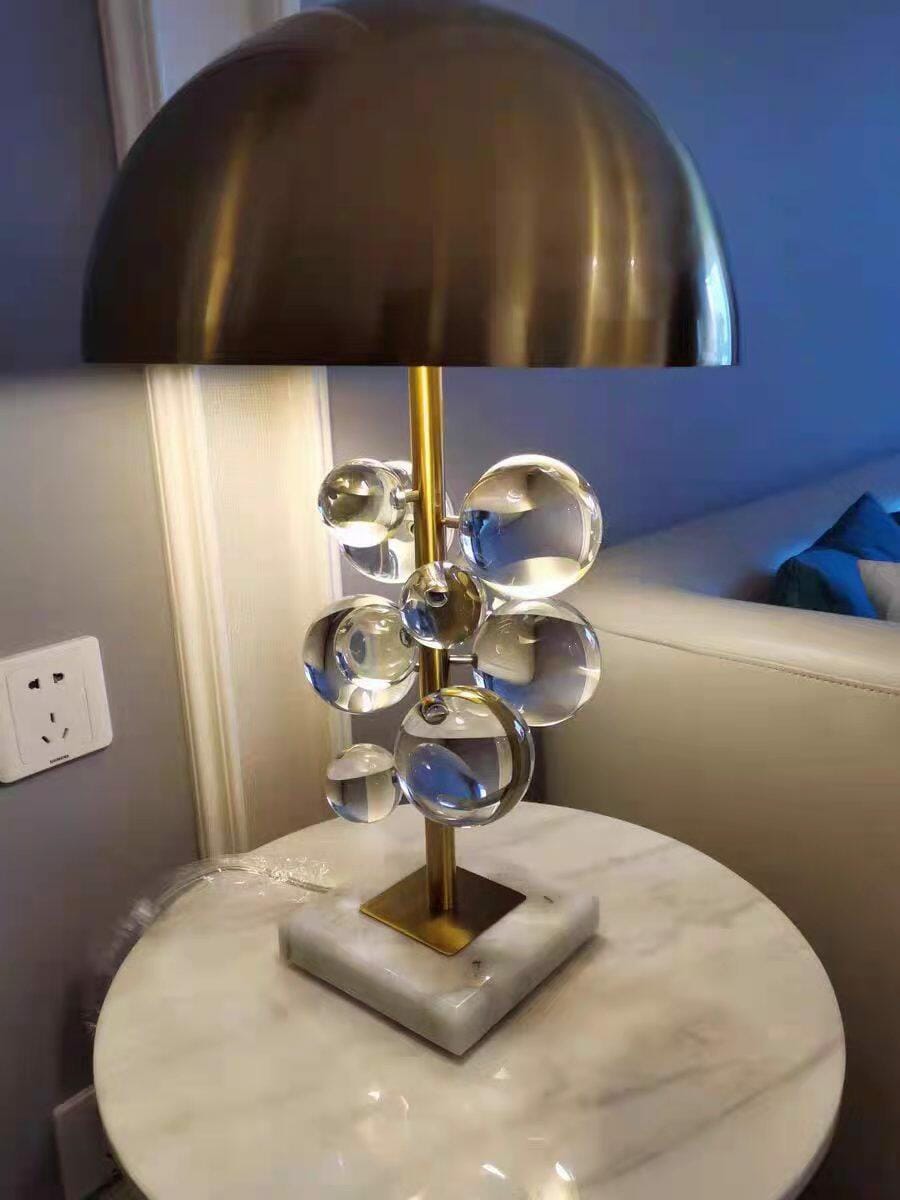 Customer photo review of Globo Table Lamp, Glass Spheres, White Marble Base, Gold Stem, E27