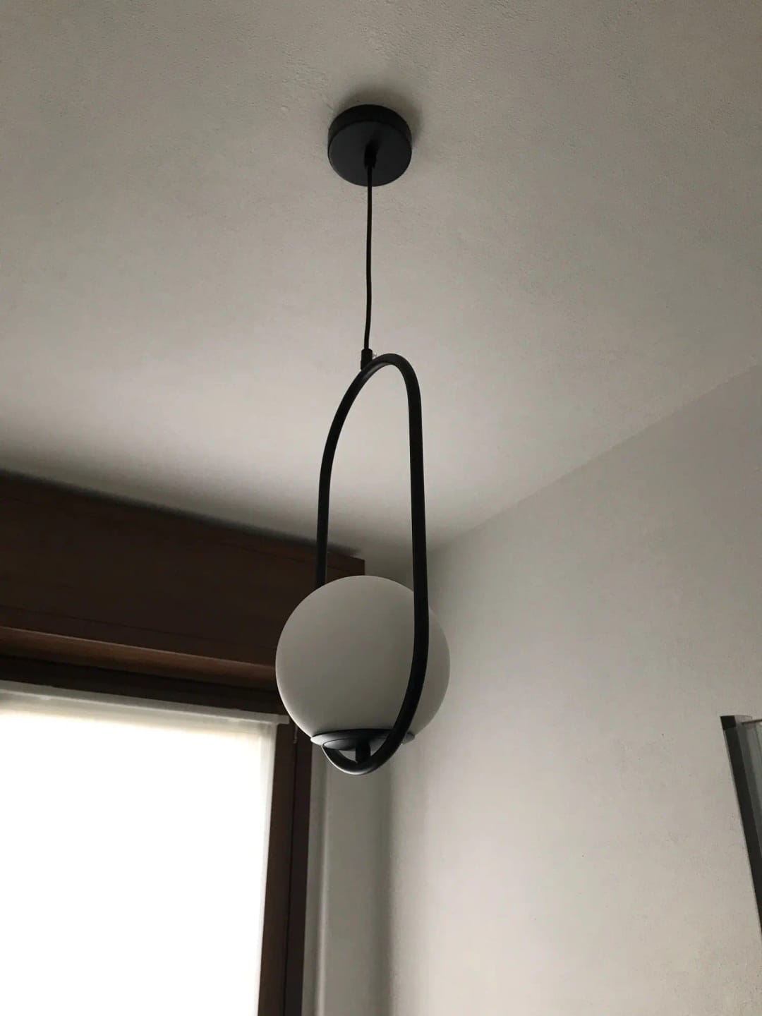 Customer photo review of Mila Pendant Light, White Glass Globe, Brass, Black or Silver, E27