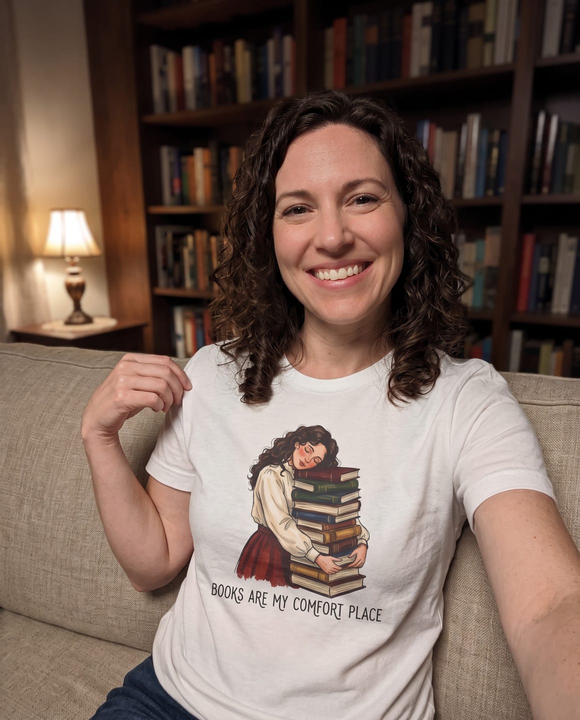 Customer photo review of Books Are My Comfort Place T-Shirt