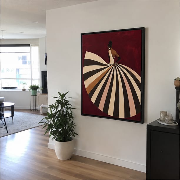 Customer photo review of Woman in Striped Dress Canvas Wall Art