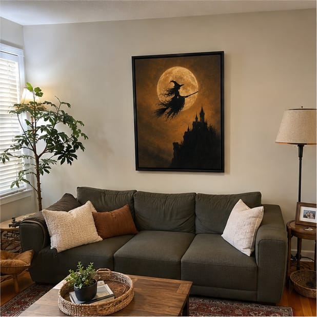 Customer photo review of Halloween Witch Castle Canvas Wall Art