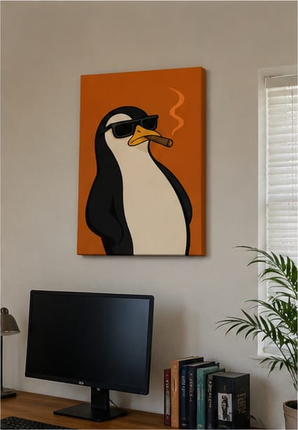 Customer photo review of Funny Penguin Canvas Wall Art