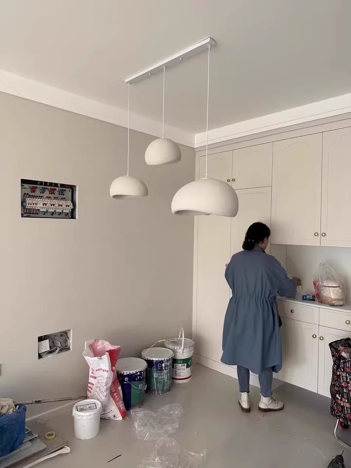 Customer photo review of Pendant Light Selene Halia, Moon-Inspired Dome Shade, E26, Grey or White