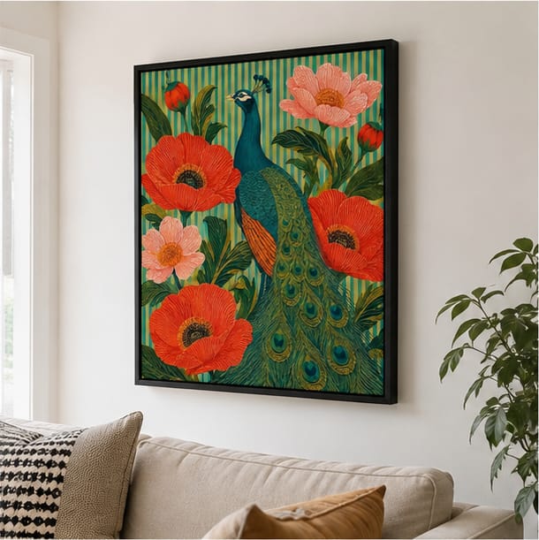 Customer photo review of Peacock Canvas Wall Art