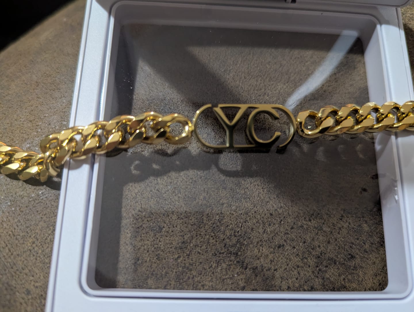 Customer photo review of Center Initials Bracelet w/ XL Cuban Chain