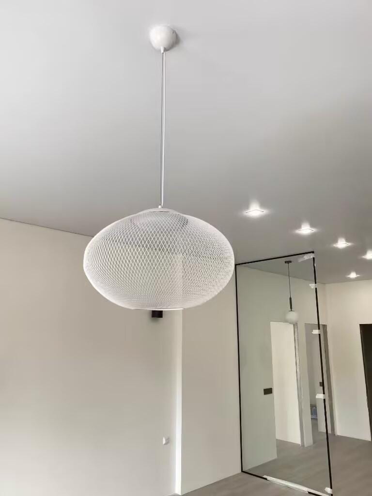 Customer photo review of Pendant Light, Latticed Iron Mesh Shade, Black or White, Integrated LED