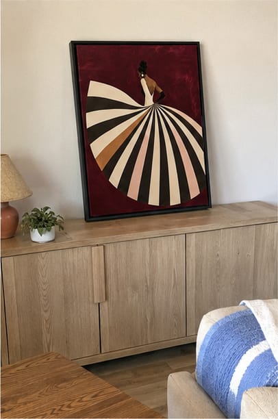 Customer photo review of Woman in Striped Dress Canvas Wall Art