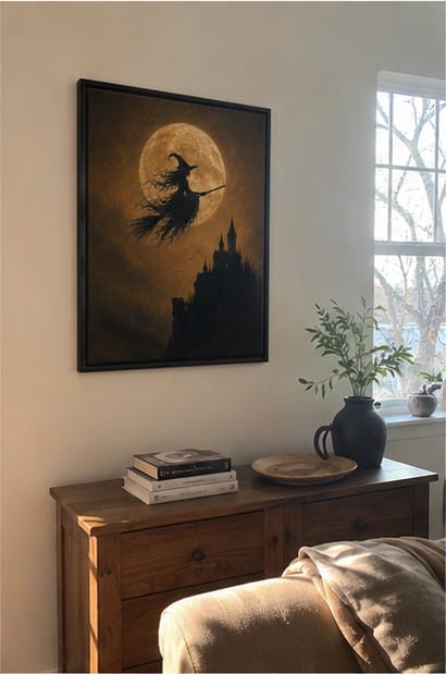 Customer photo review of Halloween Witch Castle Canvas Wall Art